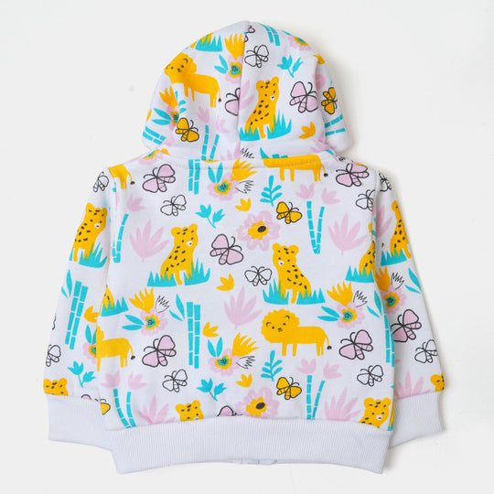 Infant Girls Jacket Lion - White