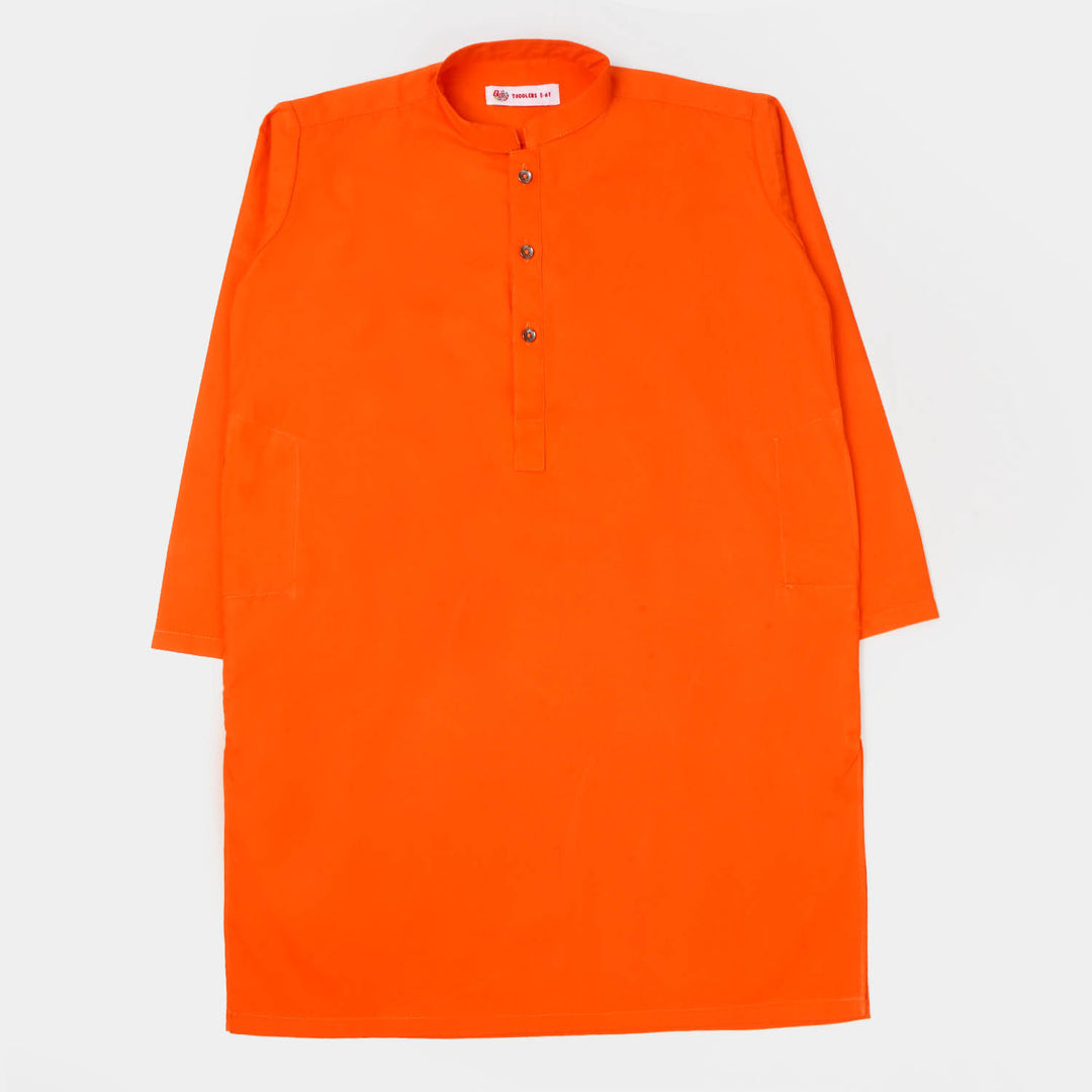 Boys Cotton Basic Kurta  - ORANGE