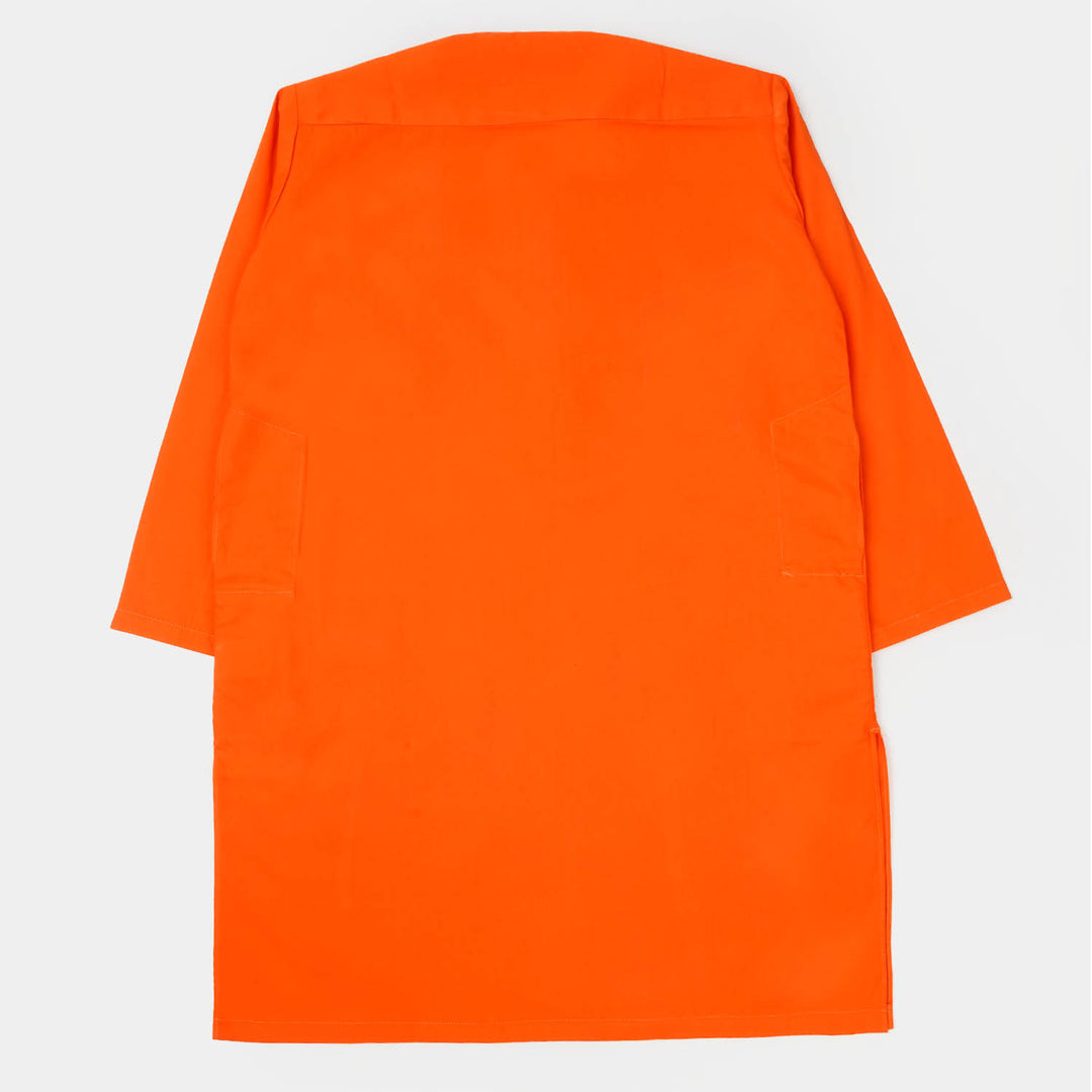 Boys Cotton Basic Kurta  - ORANGE