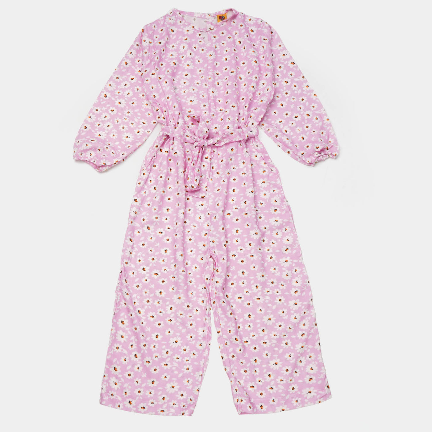 Girls Cotton Digital Print Jumpsuit - Pink