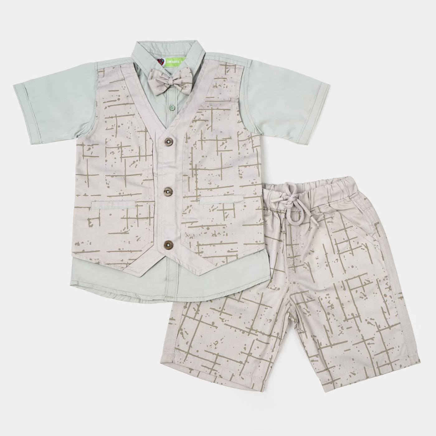 Infant Boys Cotton Suit - Sand