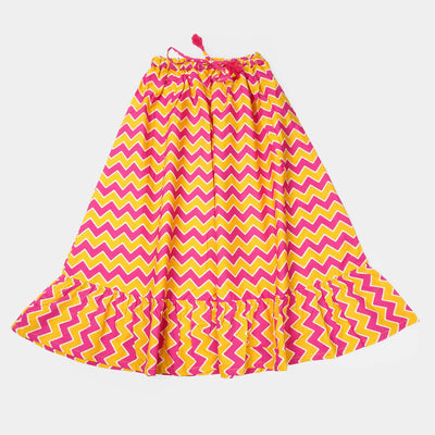 Girls Digital Print Long Skirt Color Chevron - Multi