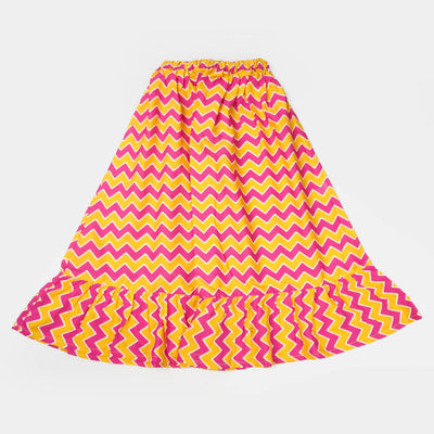 Girls Digital Print Long Skirt Color Chevron - Multi