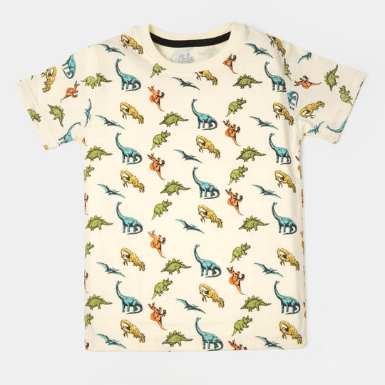 Boys Cotton Night Wear Dino & Dino - Cream