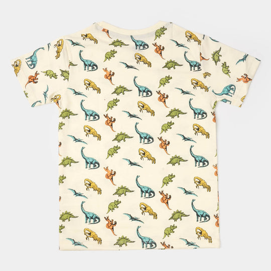 Boys Cotton Night Wear Dino & Dino - Cream