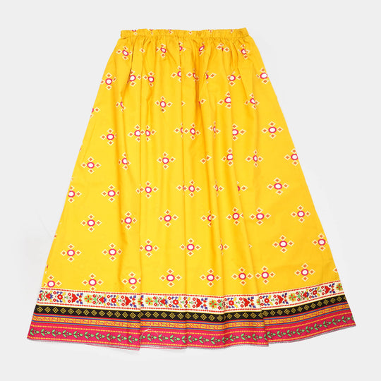 Girls Teens Digital Print Long Skirt Sun Glow - Citrus
