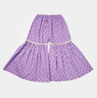 Girls Cotton Printed 2Pcs Suit - Purple