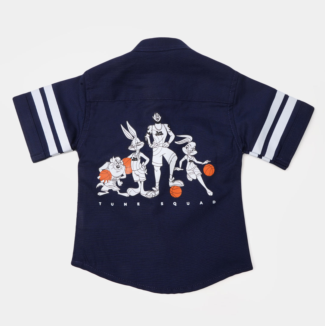 Infant Boys Oxford Casual Shirt Space Jam - Navy