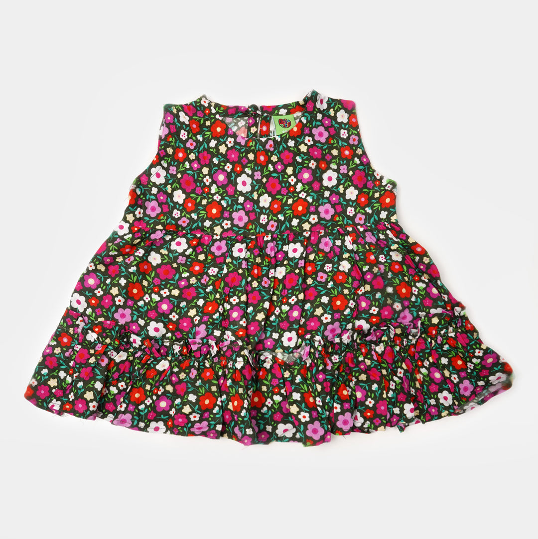 Infant Girls Cotton Casual Frock - Multi