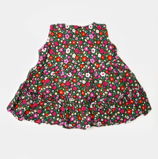 Infant Girls Cotton Casual Frock - Multi