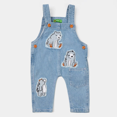 Infant Boys Denim Bear Hugs Dungaree - Mid Blue