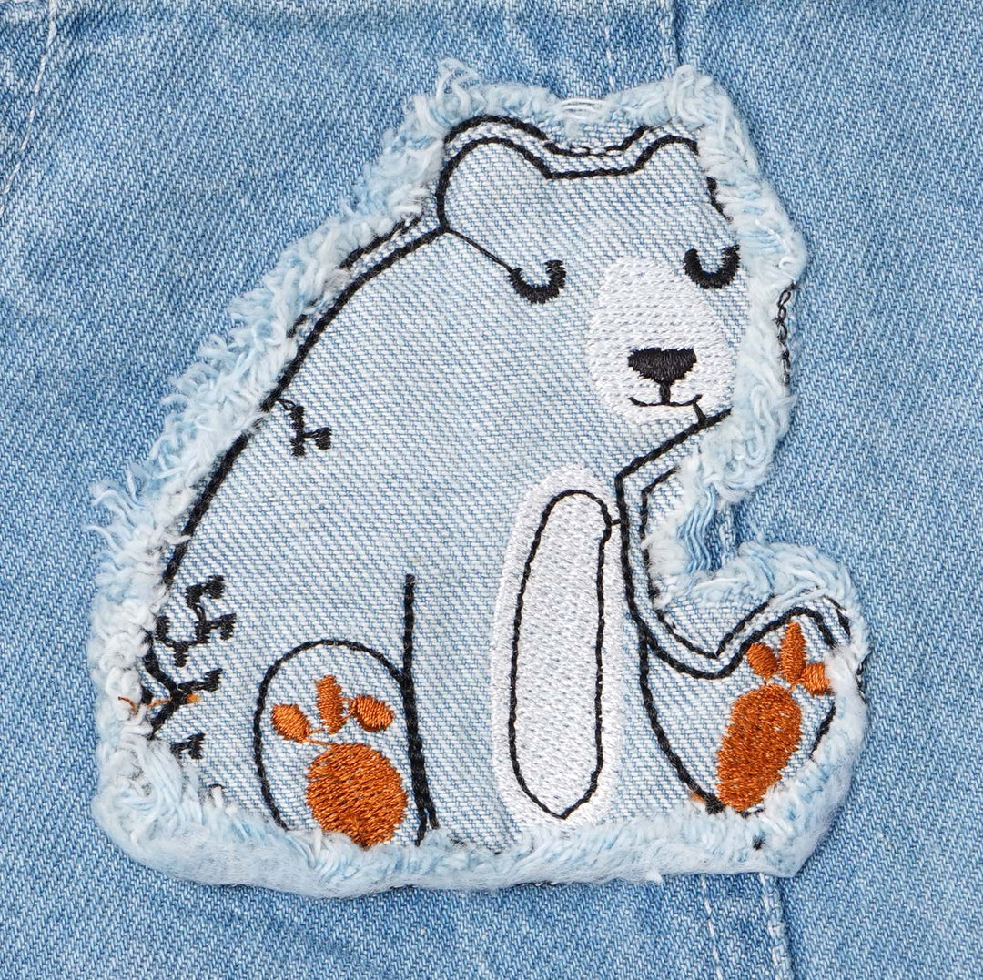 Infant Boys Denim Bear Hugs Dungaree - Mid Blue