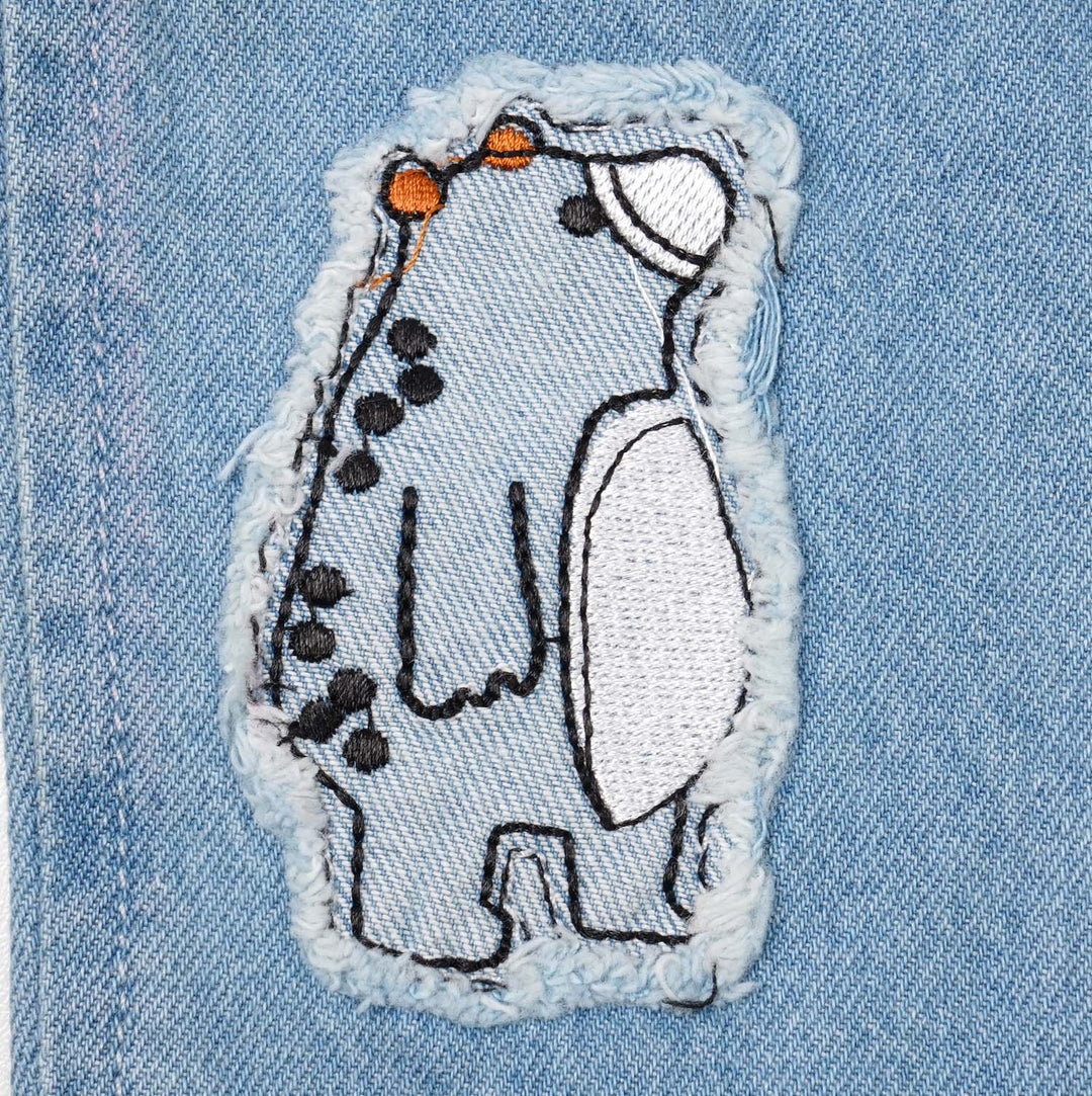 Infant Boys Denim Bear Hugs Dungaree - Mid Blue