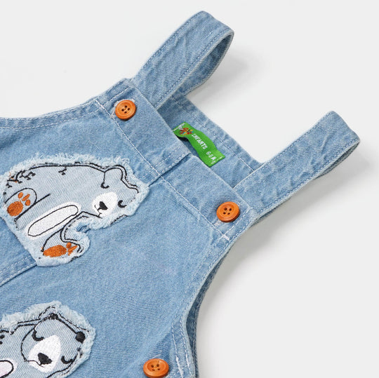 Infant Boys Denim Bear Hugs Dungaree - Mid Blue