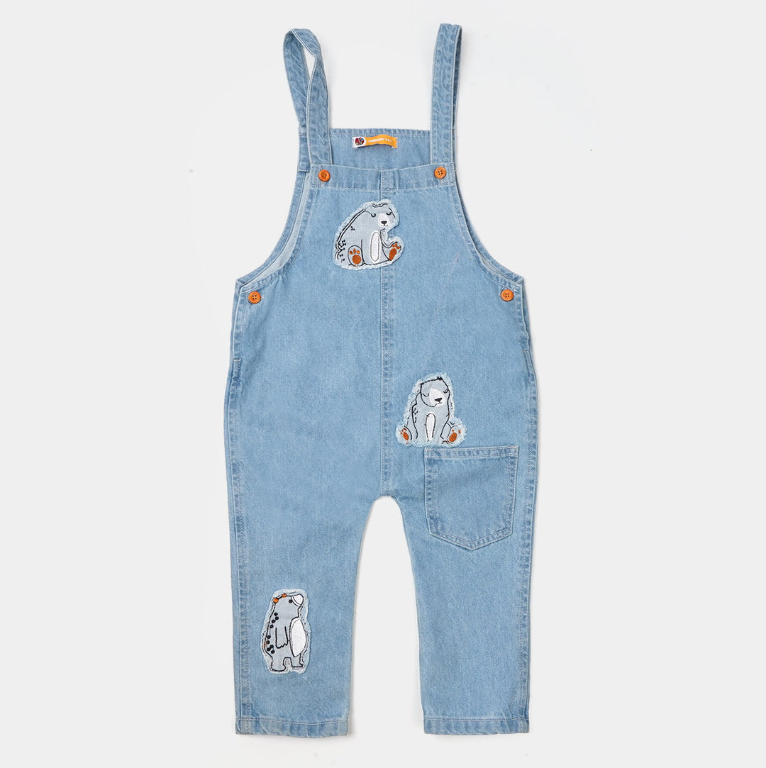 Boys Denim Over All Bear Hugs Dangri - Mid Blue