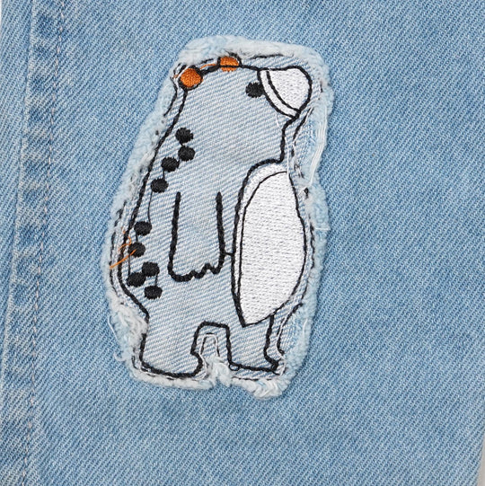 Boys Denim Over All Bear Hugs Dangri - Mid Blue