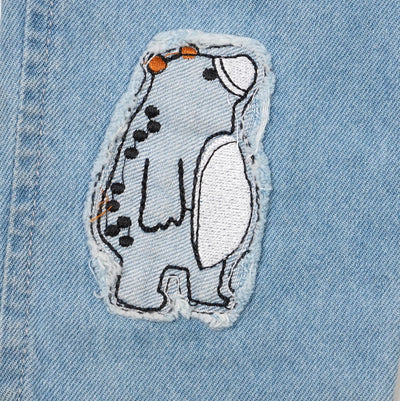 Boys Denim Over All Bear Hugs Dangri - Mid Blue