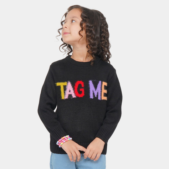 Girls Sweater Tag Me - BLACK