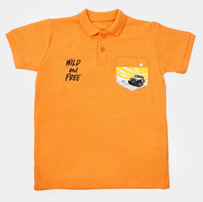 Boys Cotton Polo Shirt Jeep - Orange