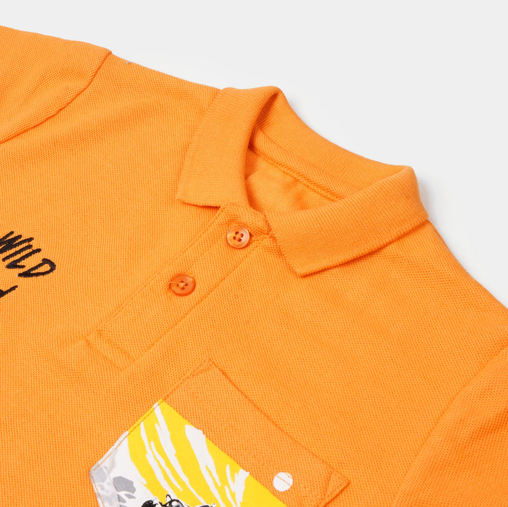 Boys Cotton Polo Shirt Jeep - Orange
