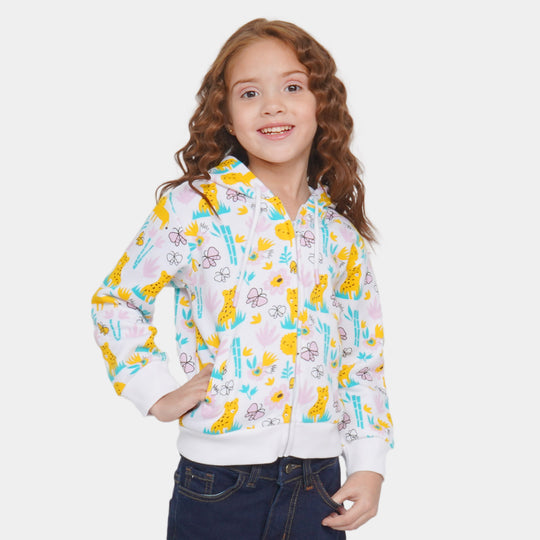 Girls Jacket Lion - White
