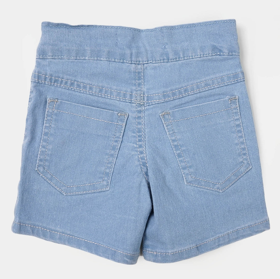 Infant Girls Denim Short Scribble Hearts - Ice Blue
