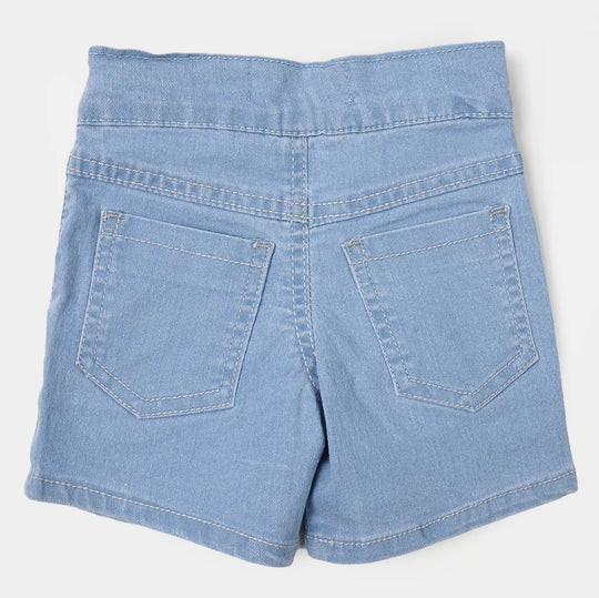 Infant Girls Denim Short Scribble Hearts - Ice Blue