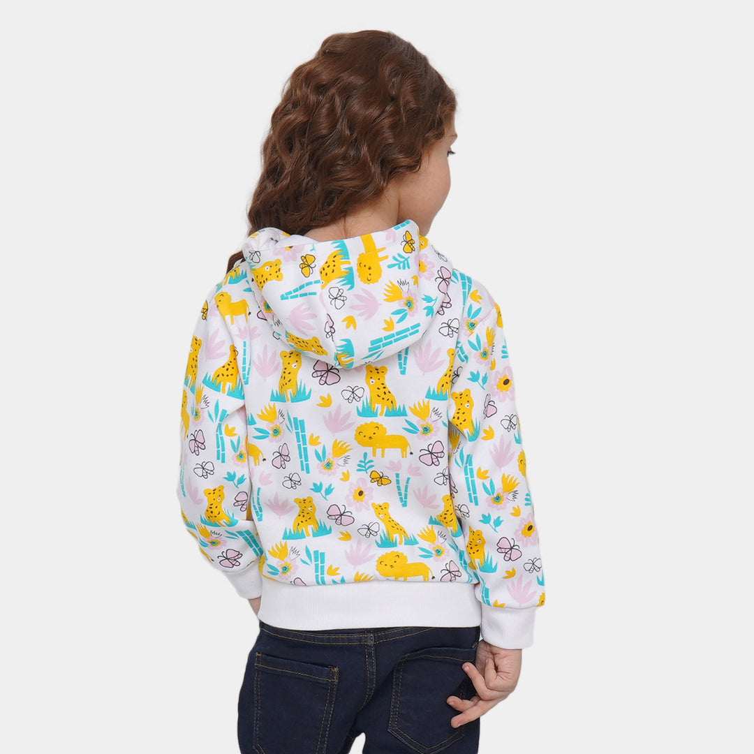 Girls Jacket Lion - White