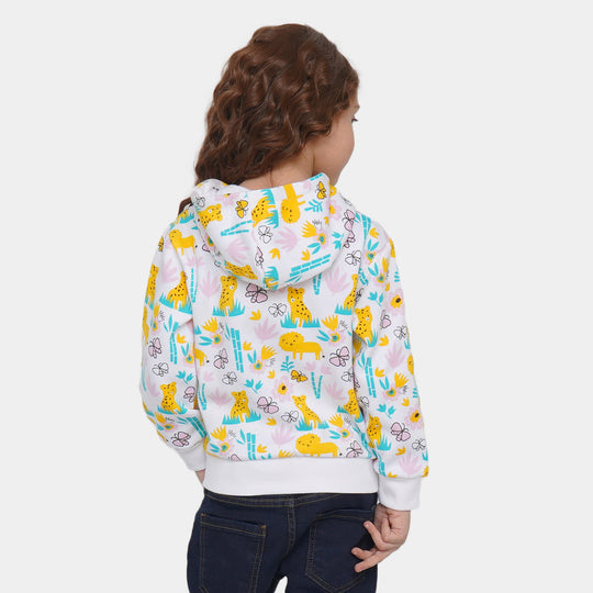 Girls Jacket Lion - White