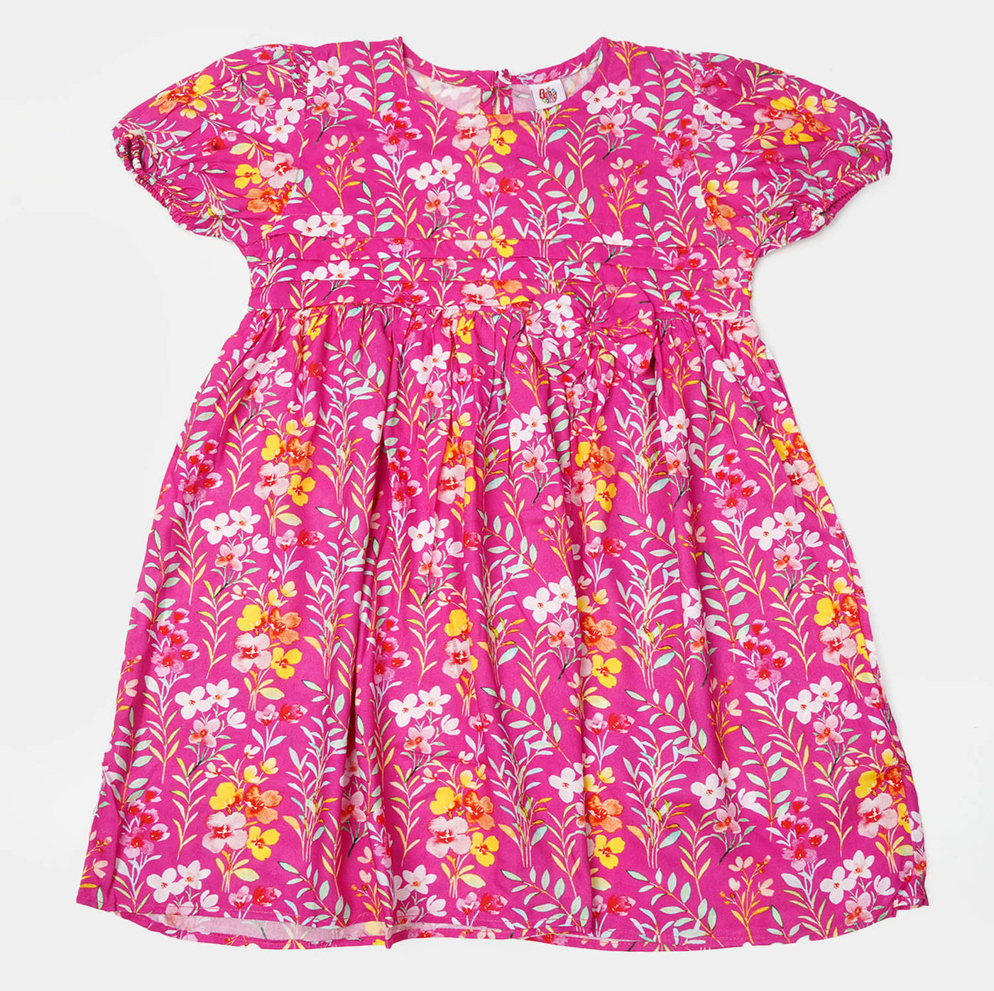 Girls Cotton Casual Frock - Hot Pink