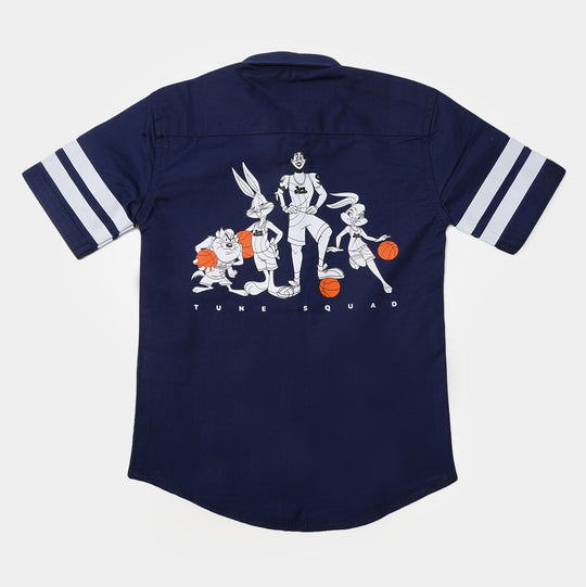 Boys Cotton Casual Shirt Space Jam - NAVY