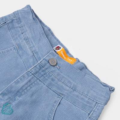 Girls Denim Short Scribble Hearts - Ice Blue