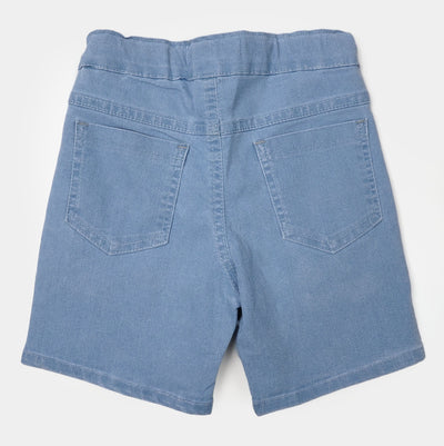 Girls Denim Short Scribble Hearts - Ice Blue