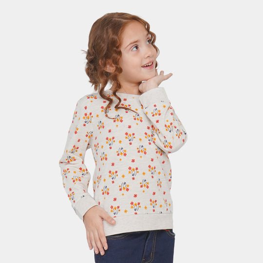 Girls Sweatshirt Flower - Off White