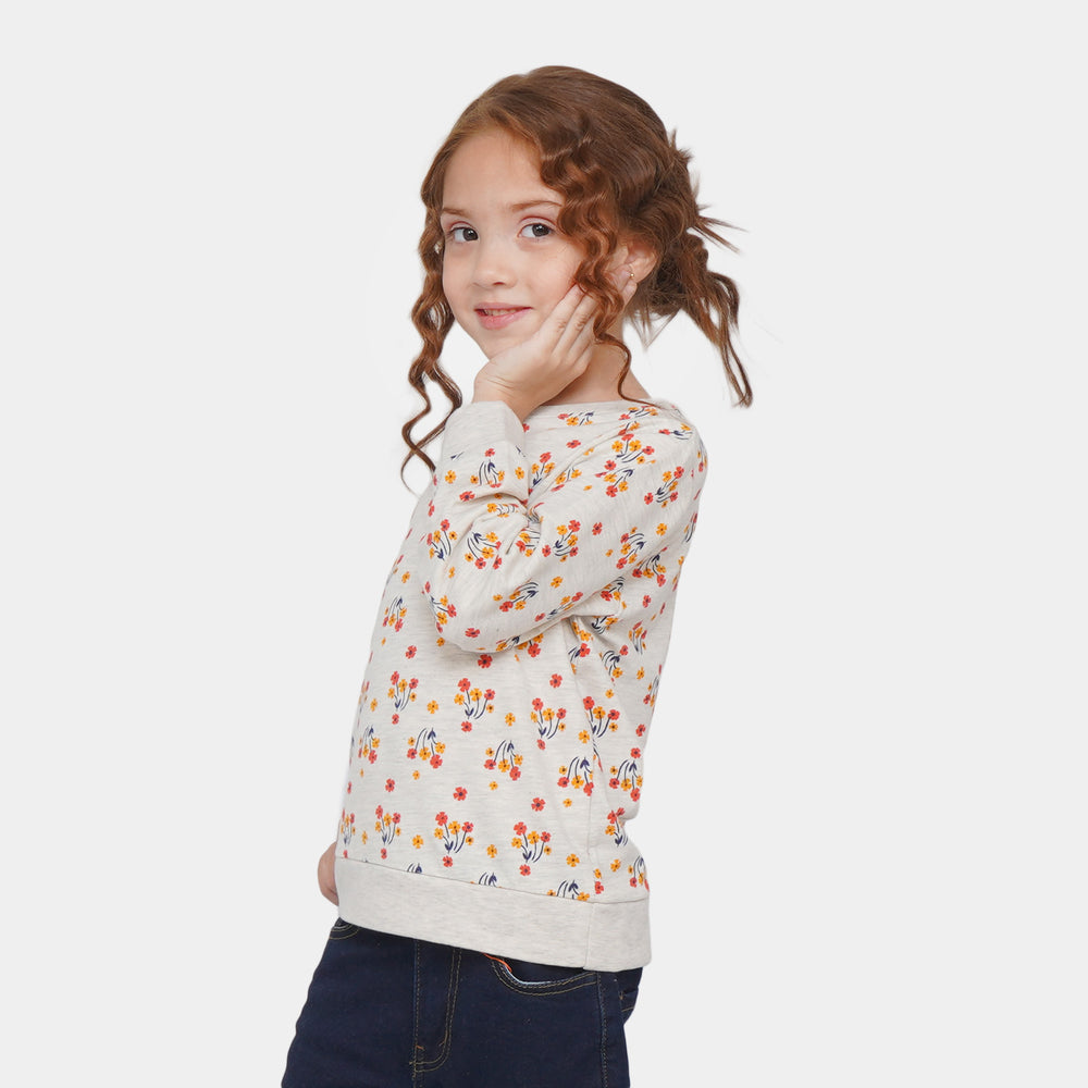 Girls Sweatshirt Flower - Off White