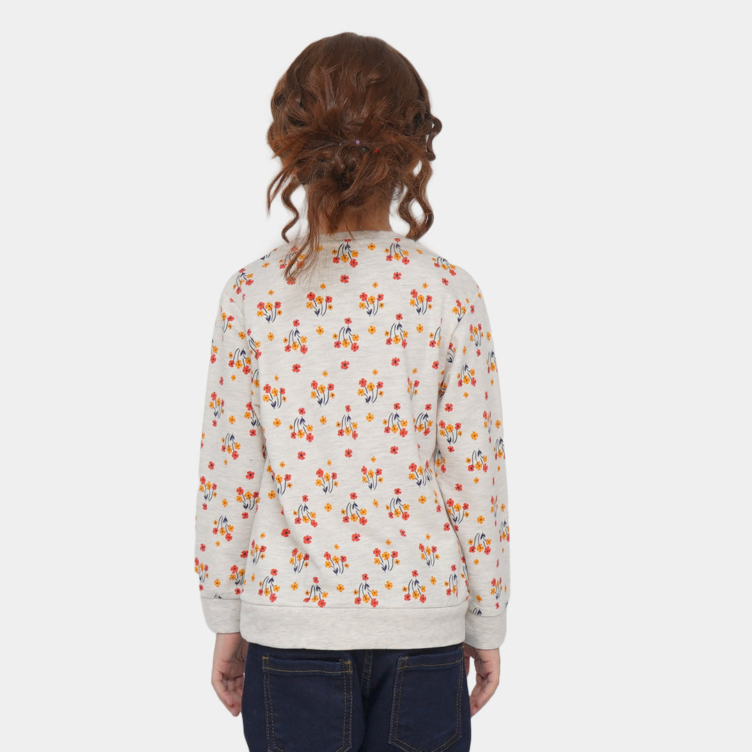 Girls Sweatshirt Flower - Off White