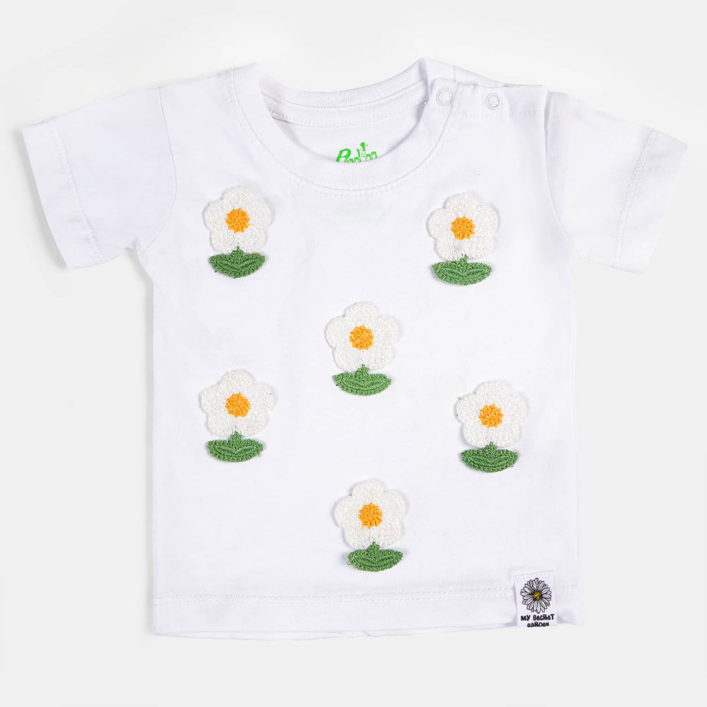 Infant Cotton Girls T-Shirt Sunflower | White