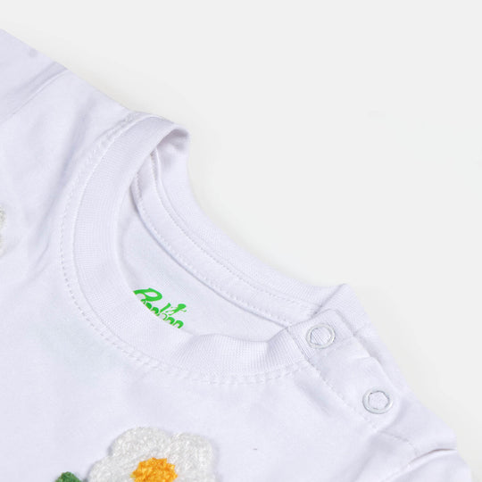 Infant Cotton Girls T-Shirt Sunflower | White