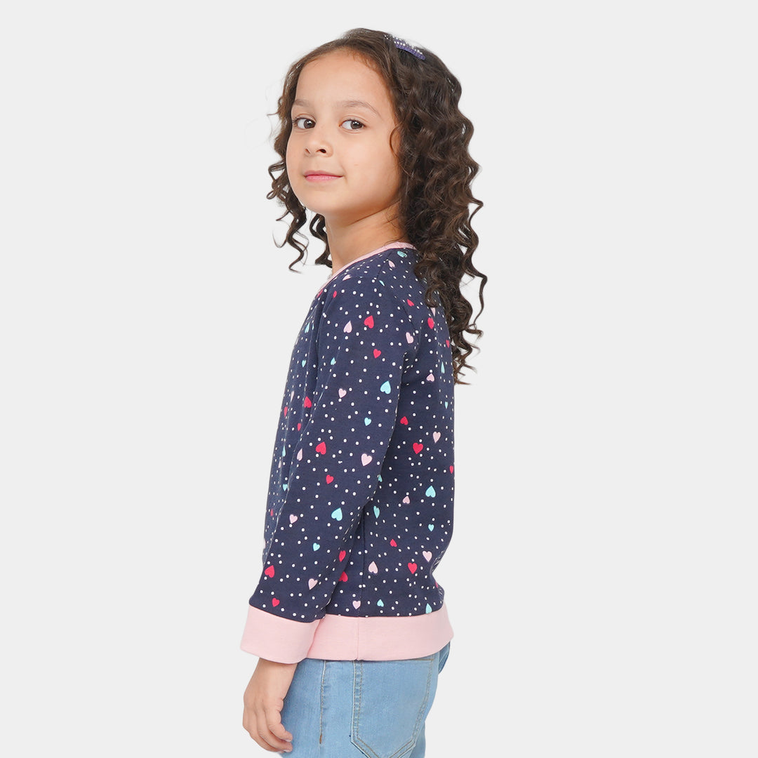 Girls Sweatshirt Small Heart - Navy Blue