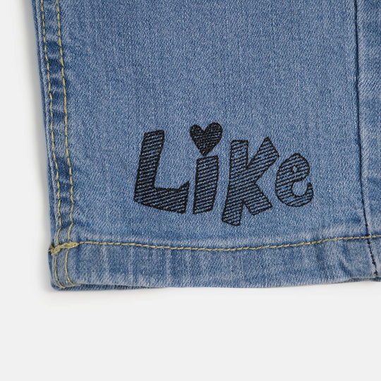 Girls Denim Pant About love  - Ice Blue