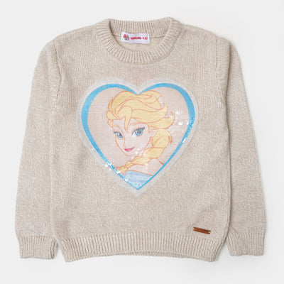 Girls Sweater Sequins Heart - OFF-White