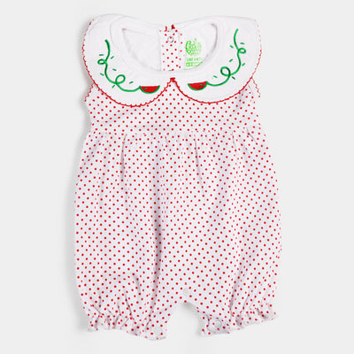 Infant Girls Knitted Romper Watermelon - White