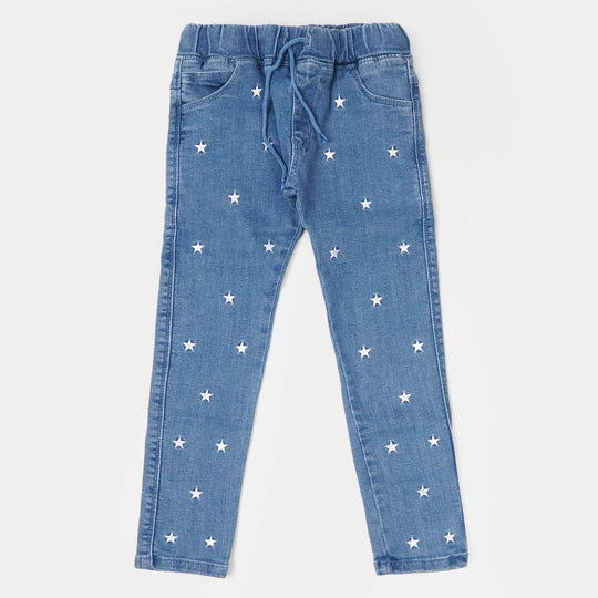 Girls Denim Jegging Stars - Mid Blue