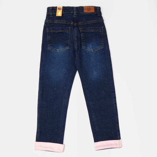 Girls Denim Pant Petals - Dark Blue