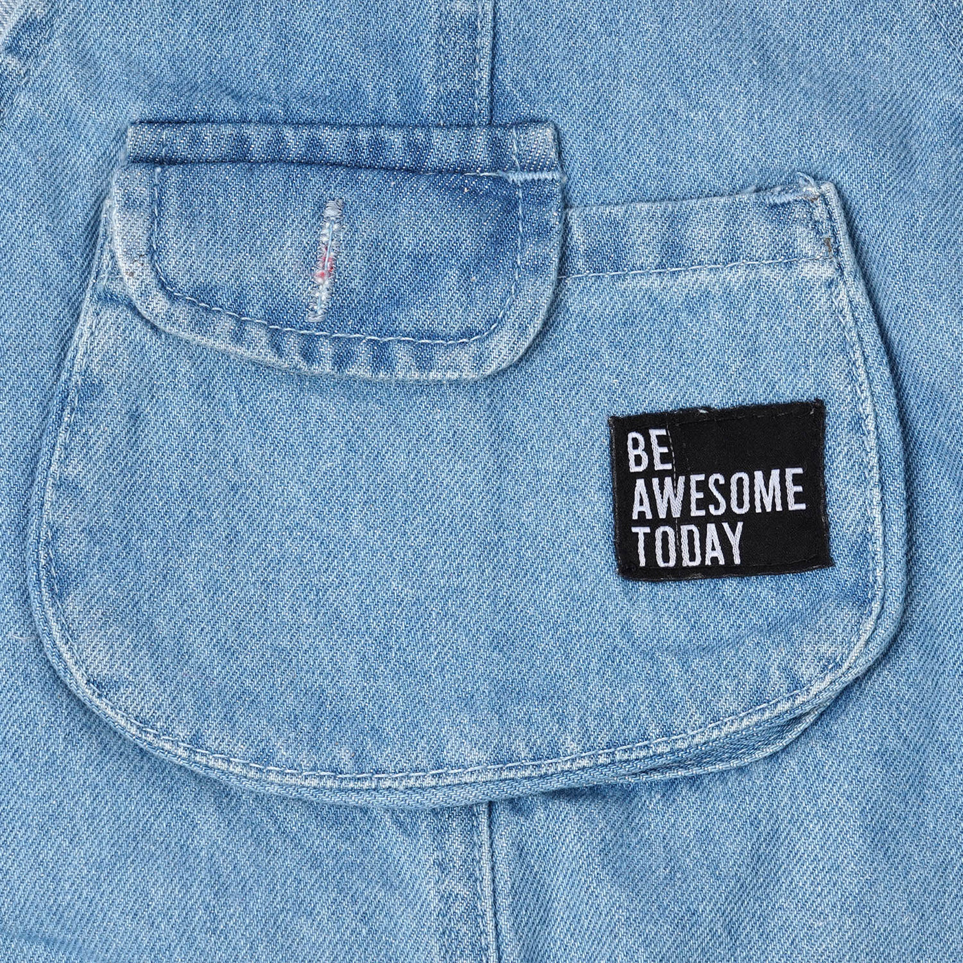 Boys Denim Over All Dangri Awesome - Ice Blue