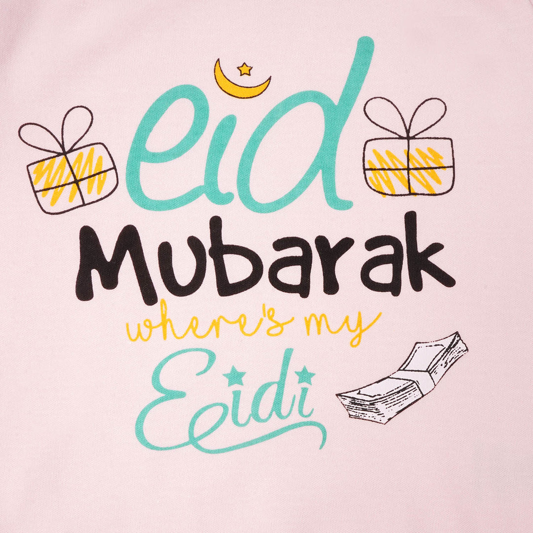 Infant Unisex Cotton Romper Eid Mubarak - Pink