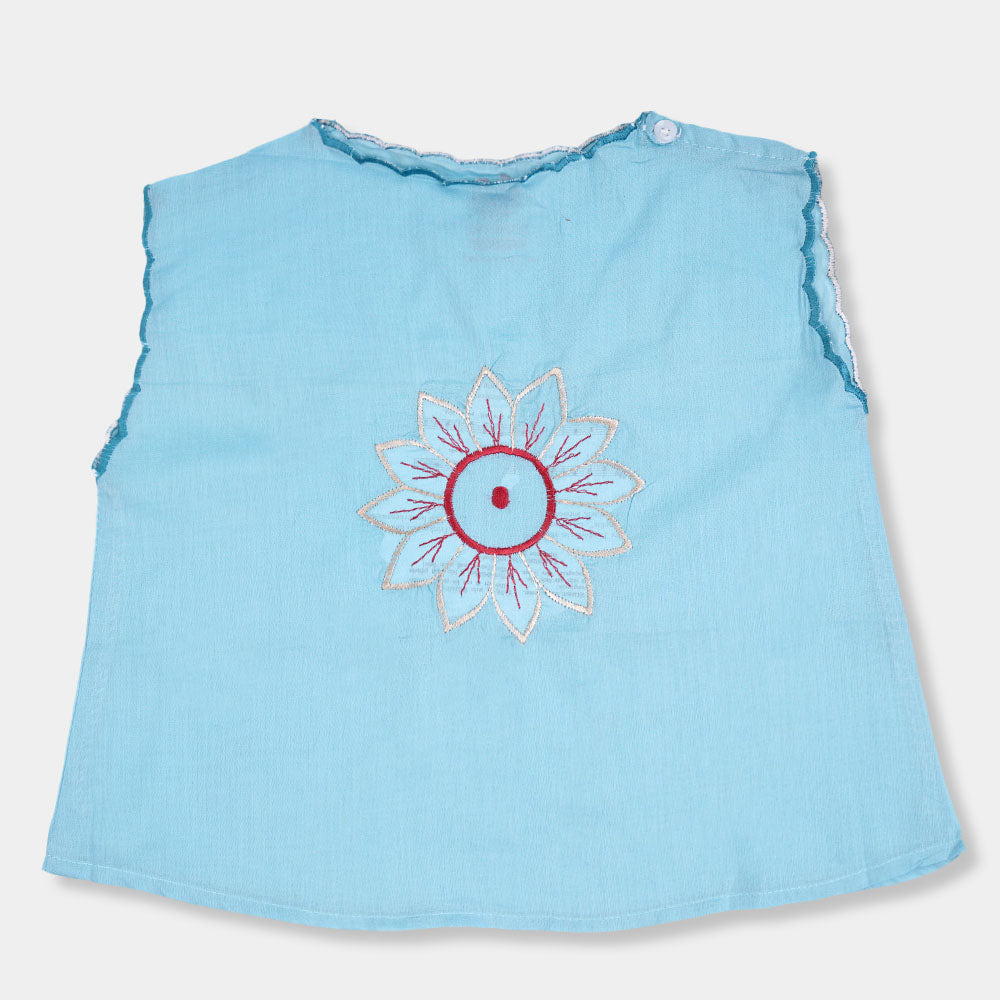 Infant Cotton Jhabla Emb  - Blue