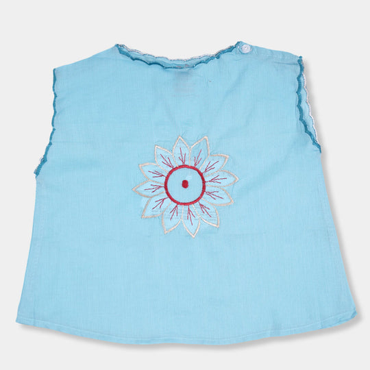 Infant Cotton Jhabla Emb  - Blue