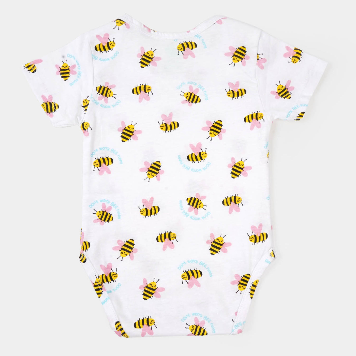 Infant Unisex Cotton Romper Bee Happy - White