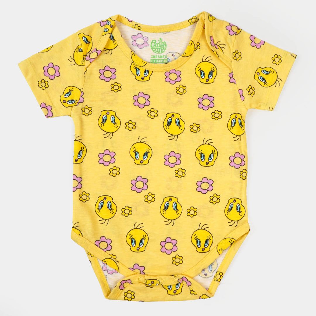 Infant Girls Cotton Romper Character- Yellow